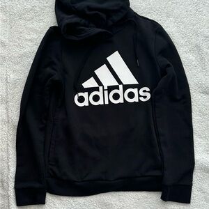 Adidas Women's Black Hoodie with White Logo Size XS Trefoil Three Stripes
